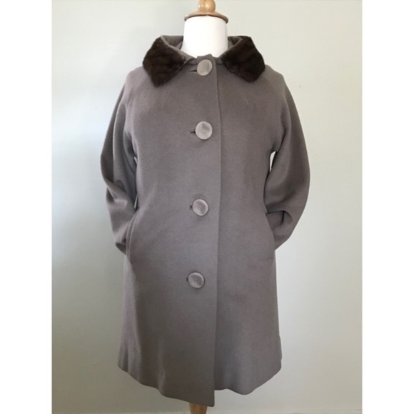 Juilliard Fabric Jackets & Blazers - 1930s vintage gray pea coat with fur collar